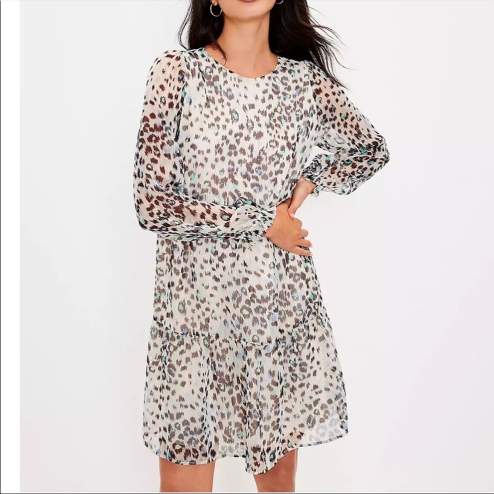 Loft Shimmer Animal Print Swing Dress NWT Sz XL